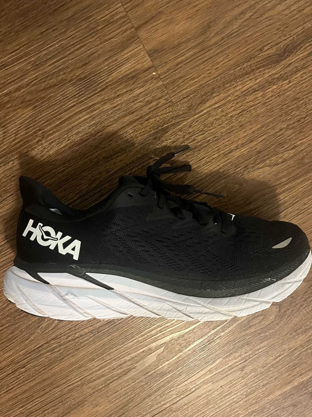 Hoka Men's Black and White Road Running Shoe